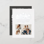 Modern minimal Christmas Nordic houses 3 photo Foil Holiday Postcard<br><div class="desc">Modern minimal Japan Christmas Nordic houses stylish simple 3 photo grey holiday card design</div>