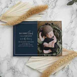 Modern minimal Christmas photo birth announcement