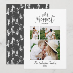 Modern minimal Christmas rustic multi photo Holiday Card