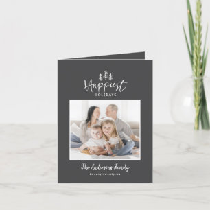 Modern minimal Christmas rustic photo Holiday Card