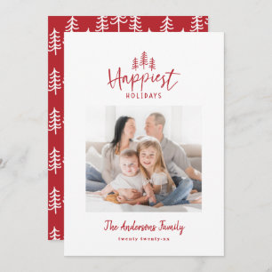 Modern minimal Christmas rustic photo Holiday Card
