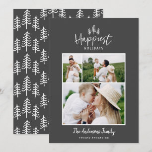 Modern minimal Christmas rustic photo Holiday Card