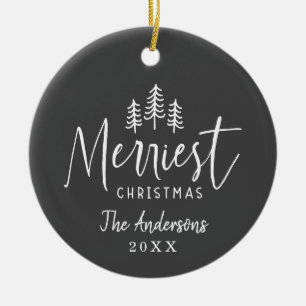 Modern minimal Christmas rustic typography Classic Ceramic Ornament