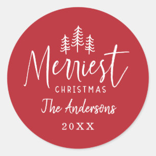 Modern minimal Christmas rustic typography Classic Round Sticker