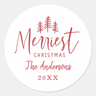 Modern minimal Christmas rustic typography Classic Round Sticker