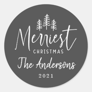 Modern minimal Christmas rustic typography Classic Round Sticker