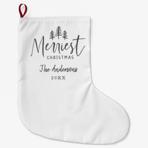 Modern minimal Christmas rustic typography  Large Christmas Stocking