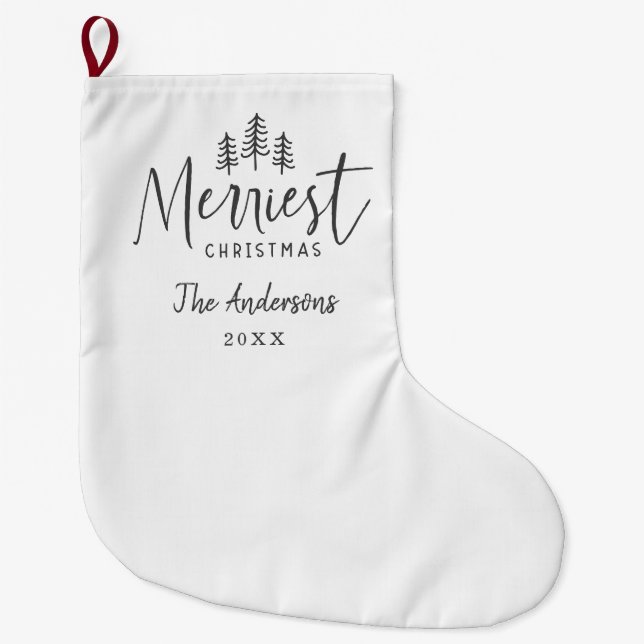 Modern minimal Christmas rustic typography  Large Christmas Stocking (Front)