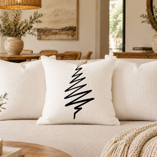 Modern Minimal Christmas Tree Sketch Throw Pillow