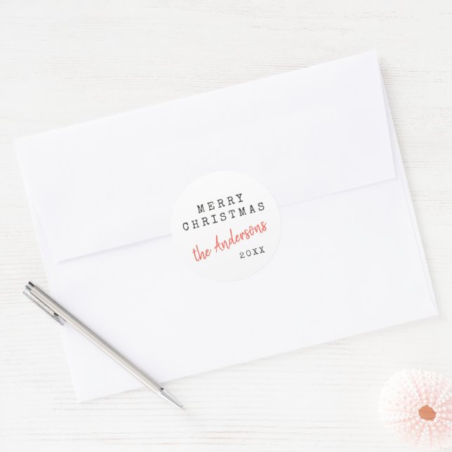 Modern minimal Christmas vintage indie Classic Round Sticker (Envelope)