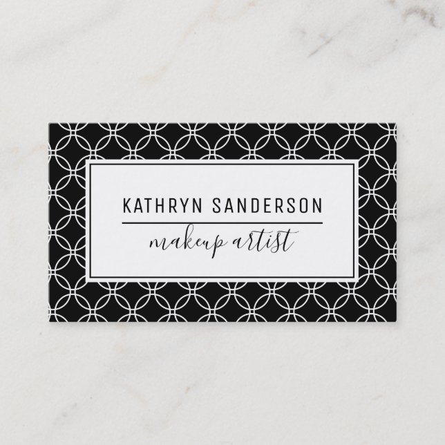 MODERN MINIMAL CIRCLE pattern simple black white Business Card (Front)