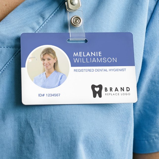 Modern & Minimal Circle Photo Frame & Company Logo ID Badge (Modern & Minimal Circle Photo Frame & Company Logo Badge)