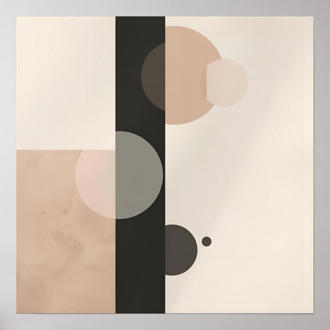 Modern Minimal Circles & Lines in Neutral Tones Poster (Front)