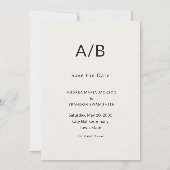 Modern Minimal City Hall Save the Date Card (Front)