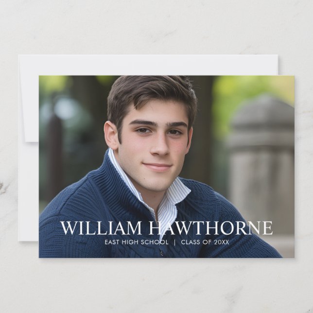 Modern Minimal Classic Photo Graduation Announcement (Front)