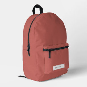 Modern Minimal Clay Solid Colour Custom Name Printed Backpack