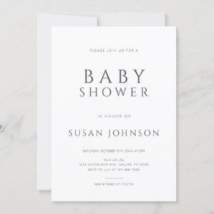 Modern Minimal Clean and Classic Baby Shower Invitation