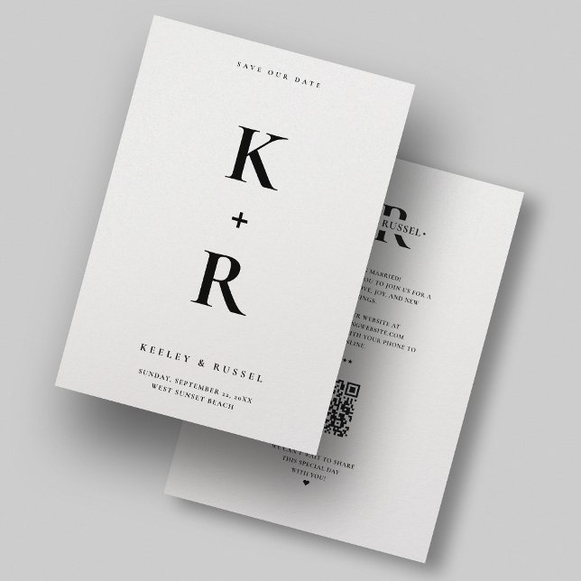 Modern Minimal Clean Monogram White Wedding Save The Date (Creator Uploaded)