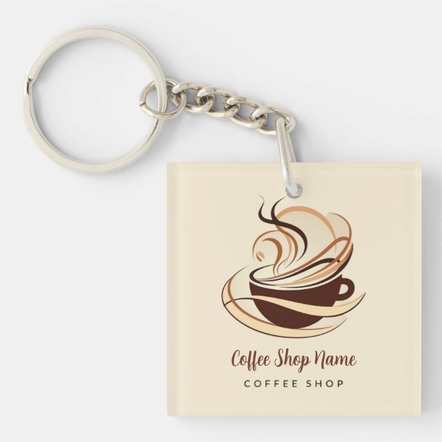 Modern Minimal Coffee Shop professional  shop Key Ring (Front)