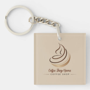 Modern Minimal Coffee Shop professional shop Key Ring