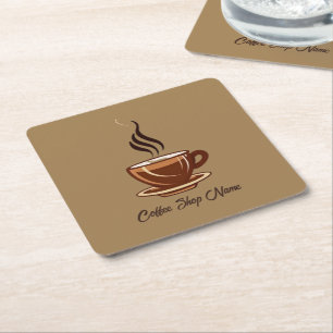Modern Minimal Coffee Shop professional  shop Square Paper Coaster