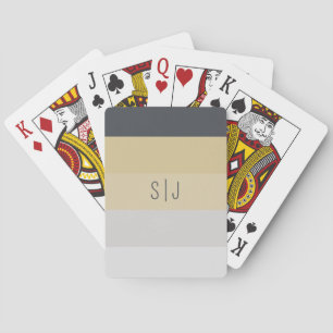 Modern Minimal Colour Block Monogram Personalise Playing Cards