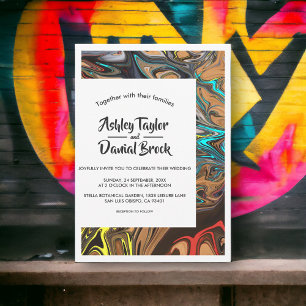 Modern Minimal Colourful Artistic Abstract Wedding Invitation