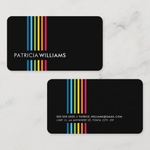 MODERN MINIMAL colourful cute rainbow stripe black Business Card