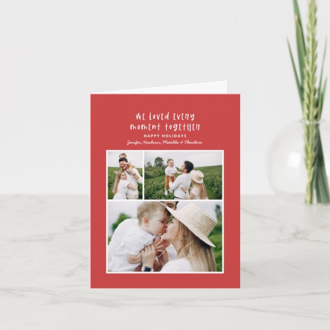 Modern minimal colourful family Christmas photo Holiday Card (Front)