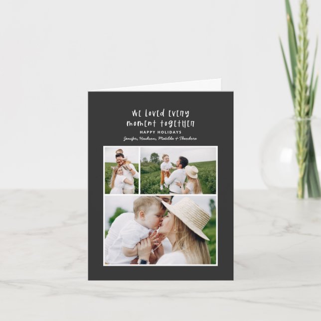 Modern minimal colourful family Christmas photo Holiday Card (Front)