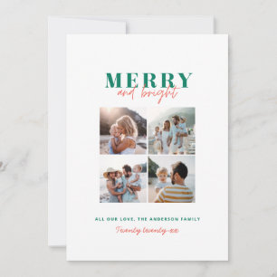 Modern minimal colourful fun Christmas photo Holiday Card