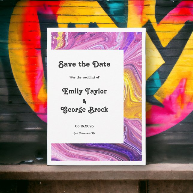 Modern Minimal Colourful Galaxy Abstract Wedding Save The Date (Creator Uploaded)