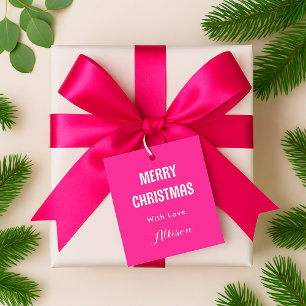 Modern Minimal Colourful Retro Bold Pink Christmas Favour Tags