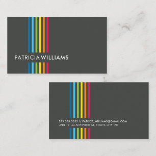 MODERN MINIMAL colourful simple rainbow stripe gre Business Card