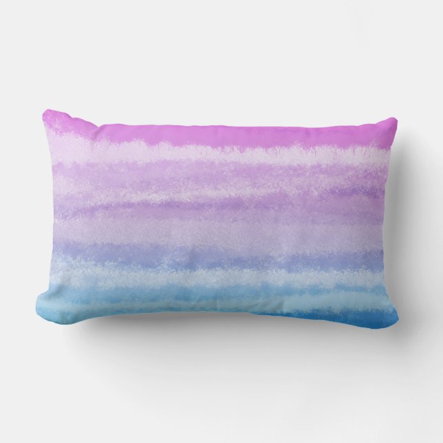 Modern Minimal Colourful Watercolor Pastel Lines Lumbar Cushion (Front)