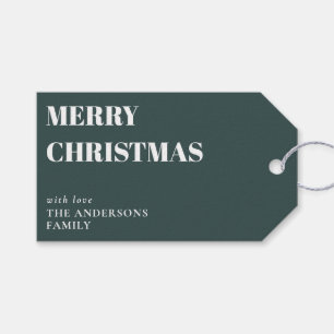 Modern Minimal Contemporary Green Merry Christmas Gift Tags