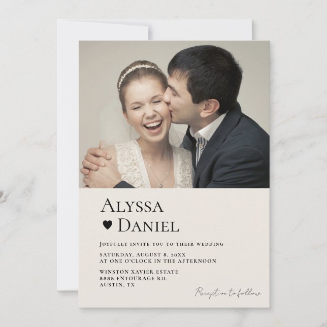 Modern Minimal Contemporary Photo QR code Wedding Invitation (Front)