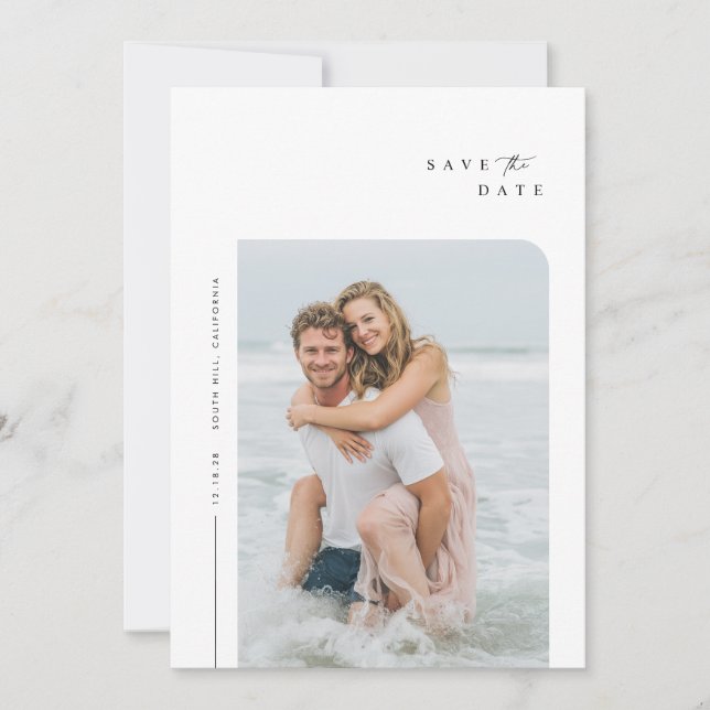 Modern Minimal Contemporary Photo Wedding Save The Date (Front)