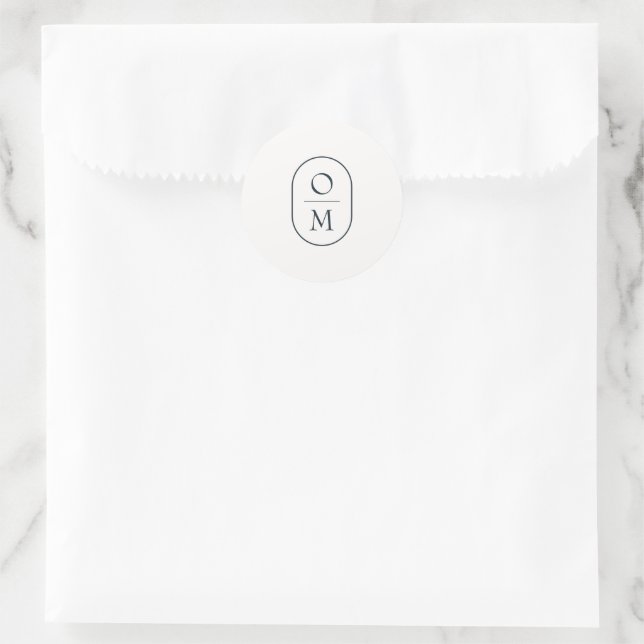 Modern Minimal Couple Monogram Wedding Sticker (Bag)