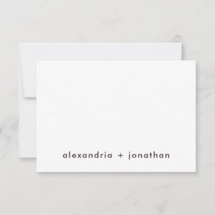 Modern Minimal Couple's Thank You Note Card