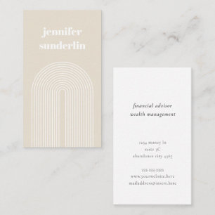 Modern Minimal Cream White Name Geometric Arch Business Card