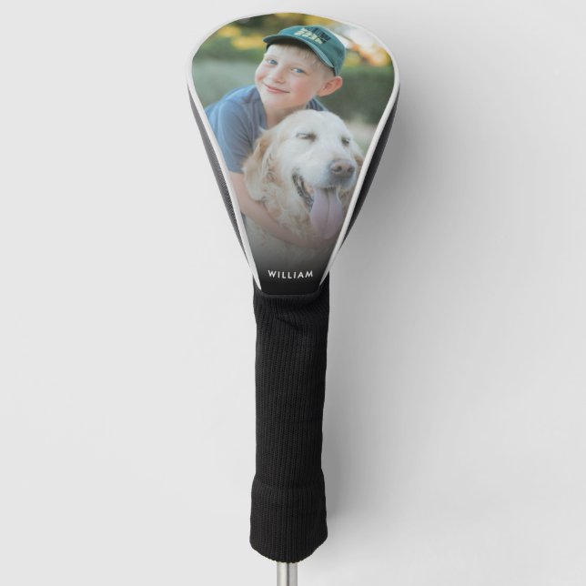 Modern Minimal Create Your Own Photo Name  Golf Head Cover (Front)