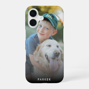 Modern Minimal Create Your Own Photo Name iPhone 16 Case