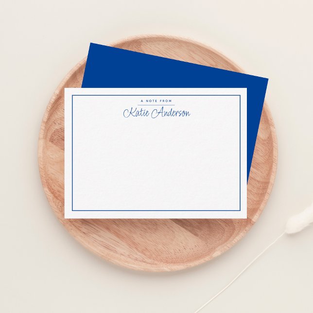 Modern Minimal Cursive Script Blue Note Card (Creator Uploaded)
