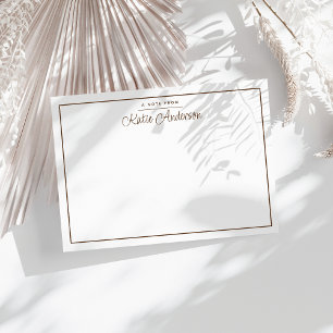 Modern Minimal Cursive Script Brown Note Card