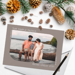 Modern Minimal Curved Frame 1 Photo Christmas Holiday Card