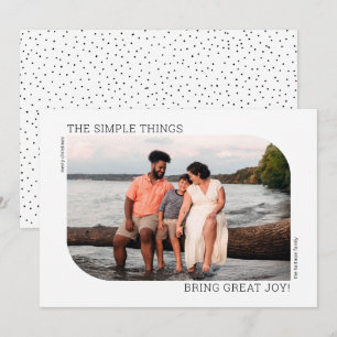Modern Minimal Curved Frame 1 Photo Christmas Holiday Card