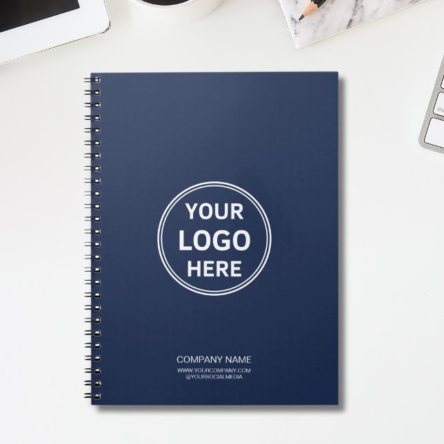 Modern Minimal Custom Logo Navy Blue Notebook (Modern Minimal Custom Logo Navy Blue Notebook)