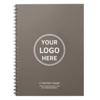 Modern Minimal Custom Logo Taupe Notebook