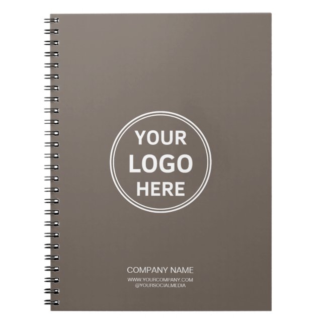 Modern Minimal Custom Logo Taupe Notebook (Front)